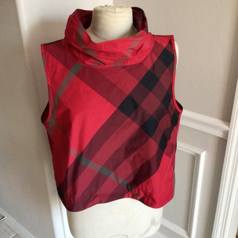 Liv by Habitat Red Plaid Vest Top Sleeveless SZ L Buttons on back Outerwear