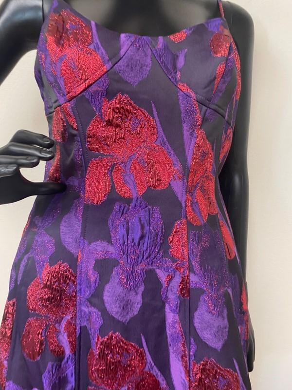 Liv Foster Women's Purple Pink Casual Floral Jacquard Fit & Flare Mini Dress NWT