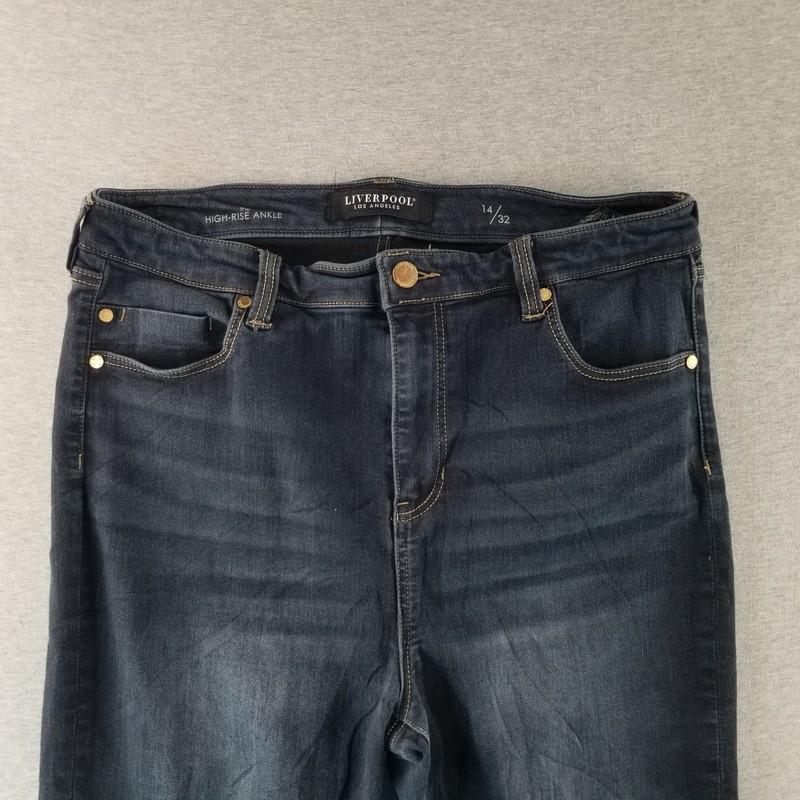Liverpool Jeans Women's Sz 14/32 High Rise Ankle Dark Wash Normcore Cute Comfy