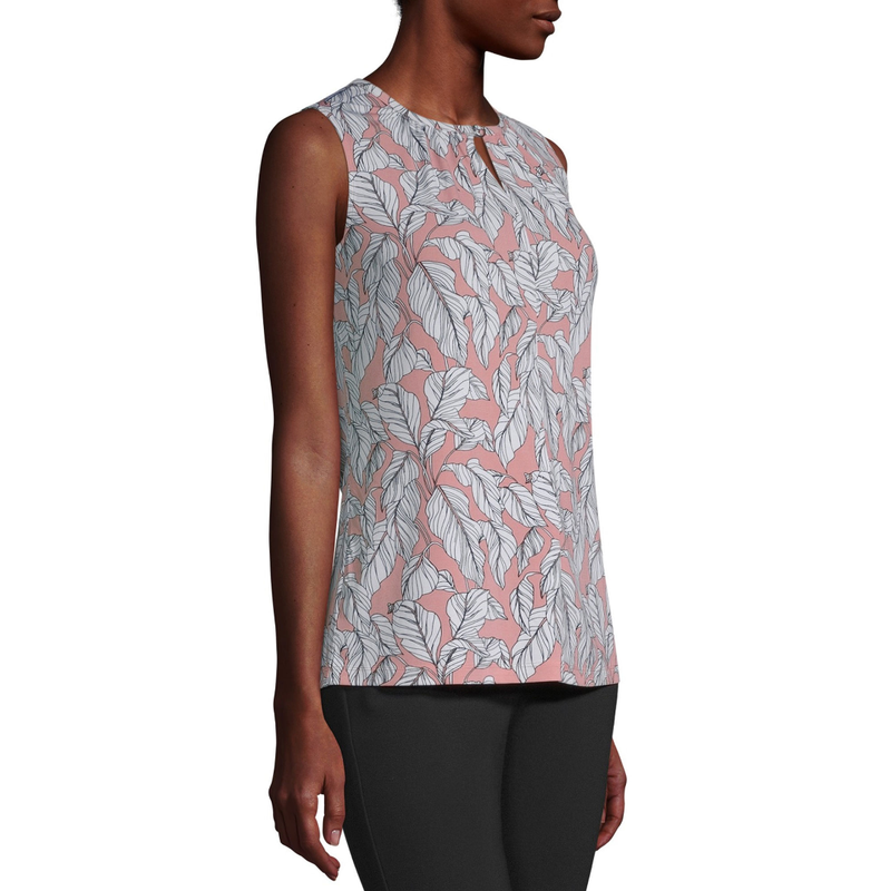 Liz Claiborne Keyhole Neck Sleeveless Blouse Rose Leaf Sizes S M L XL New