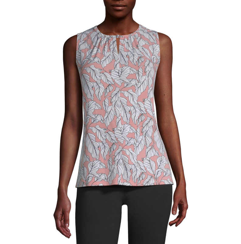 Liz Claiborne Keyhole Neck Sleeveless Blouse Rose Leaf Sizes S M L XL New