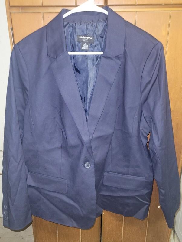 Liz Claiborne Women's Lined Blazer Jacket w/Button Navy Size 1X NEW