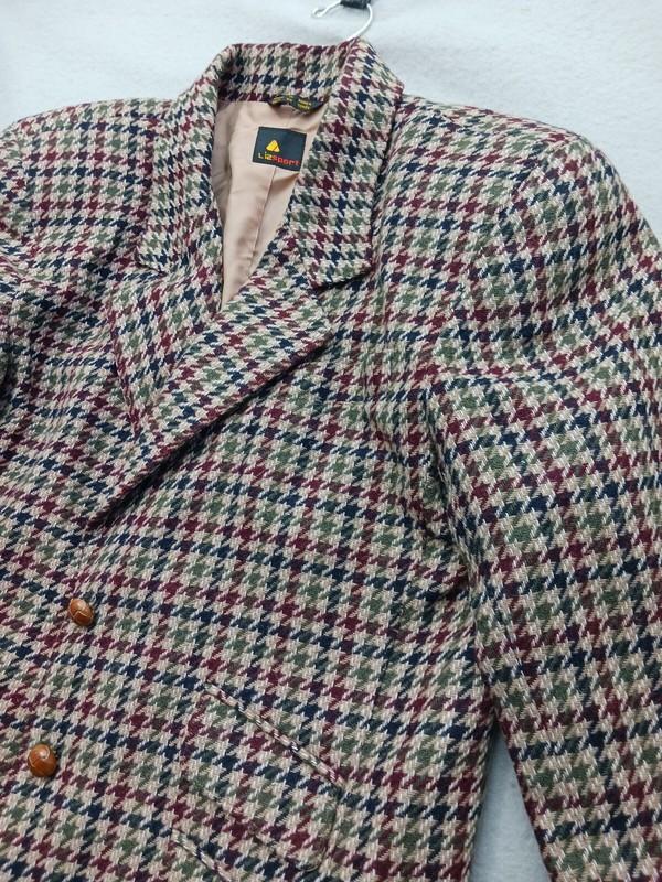 LizSport Women Blazer Size 10 Multicolor Houndstooth Leather Buttons