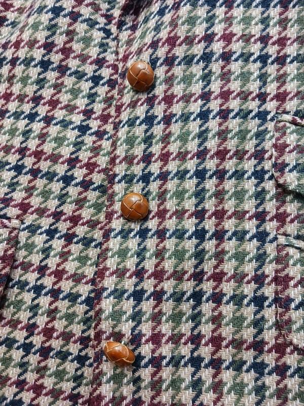 LizSport Women Blazer Size 10 Multicolor Houndstooth Leather Buttons