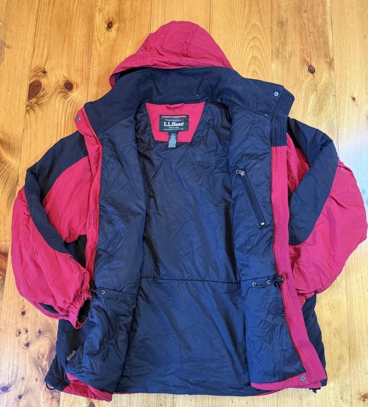 LL Bean ORW77 Thinsulate Jacket Women's 2X Red Black Hooded Winter Coat 90s Y2K