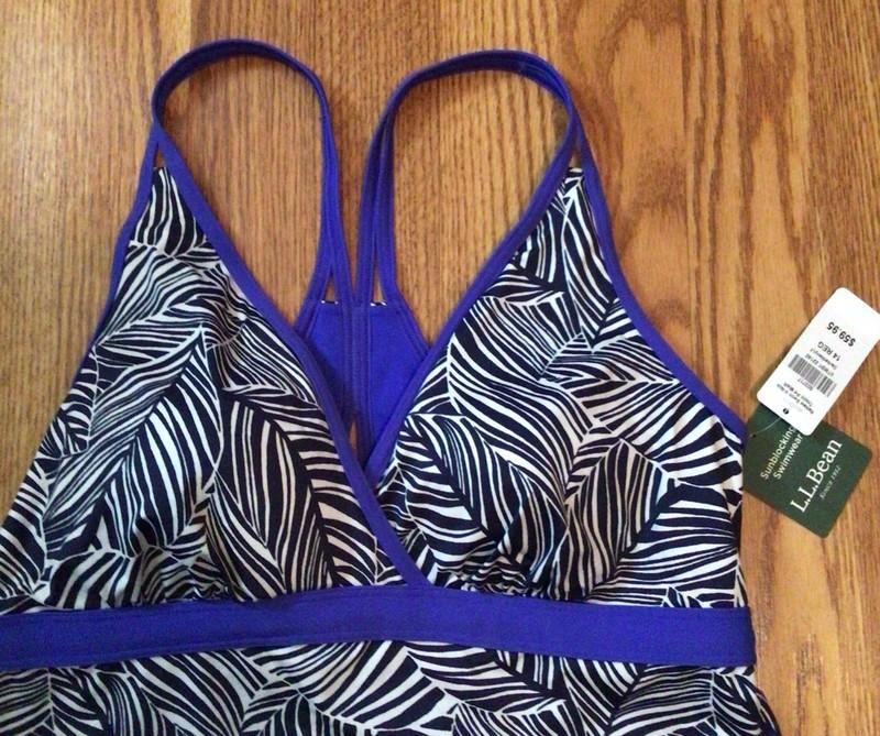 LL Bean Women’s 14 Darkest Navy Swim Tankini Top New Summer Beach Pool NWT