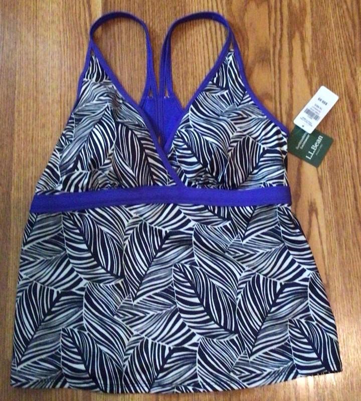 LL Bean Women’s 14 Darkest Navy Swim Tankini Top New Summer Beach Pool NWT