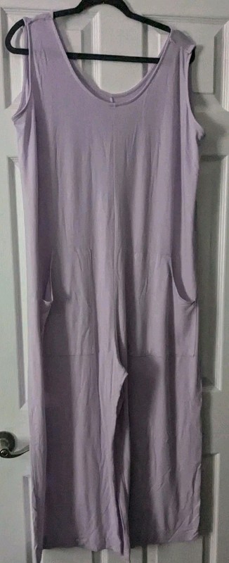 Loft Lavender Jumpsuit Loung Wear Pockets Crop Legs Size XL
