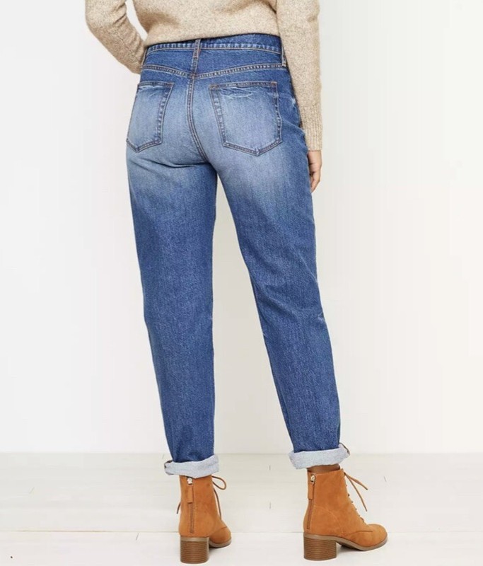LOFT NWT Petite Boyfriend Jeans In Vintage Dark Wash - Size 27P