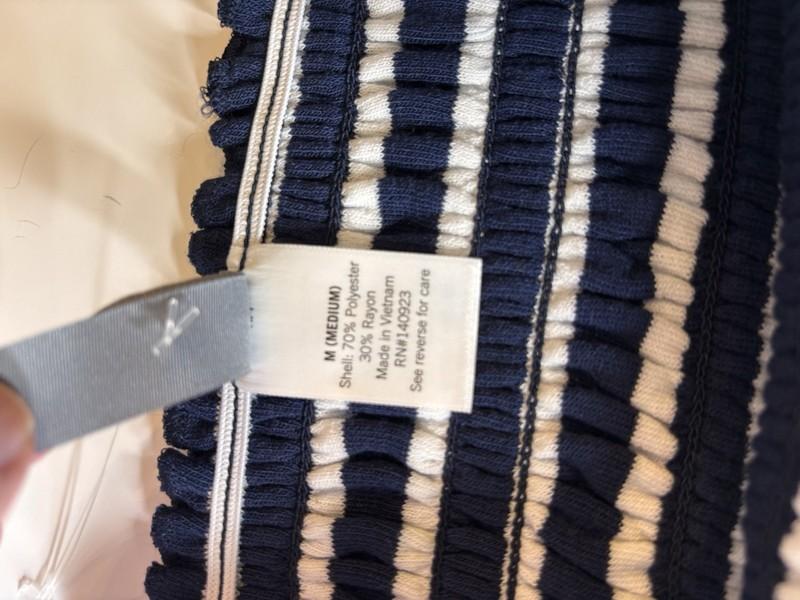 LOFT Swim Navy / White Stipe Smocked Tube Dress Swim Cover Up Size M NWT