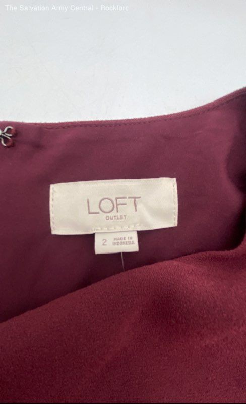 Loft Womens Burgundy V-Neck Cap Sleeve Tie Waist One-Piece Jumpsuit Size 2
