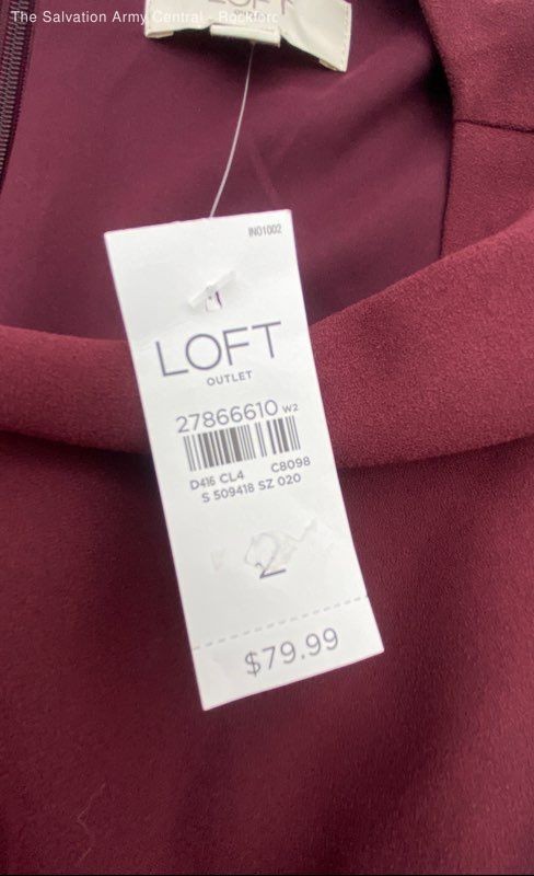Loft Womens Burgundy V-Neck Cap Sleeve Tie Waist One-Piece Jumpsuit Size 2