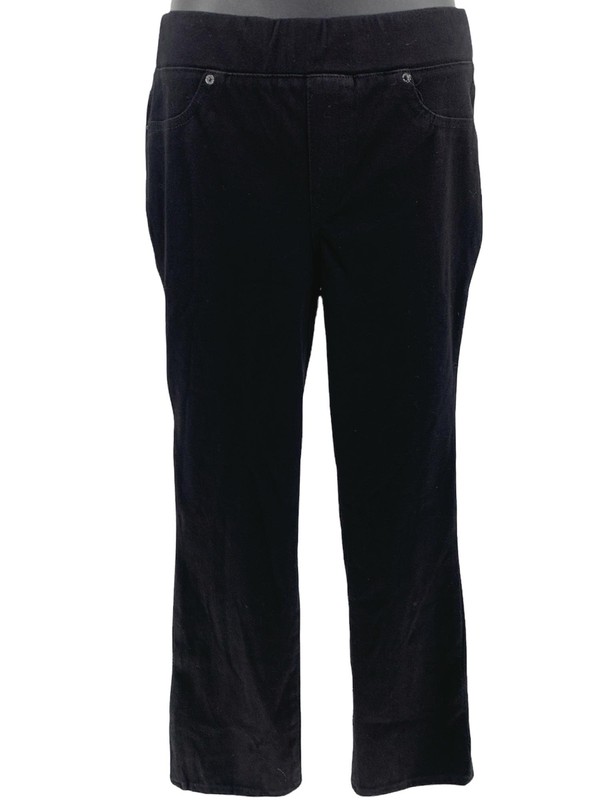 LOGO by Lori Goldstein Knit Denim Straight Leg Jeans Black