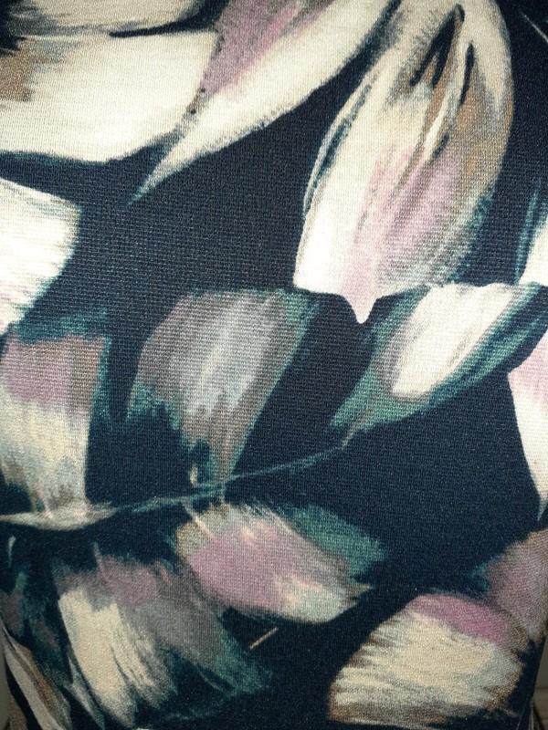 LONDON STYLE Size 16 Sheath Dress Blue Purple Ivory Floral Short Sleeve Stretch