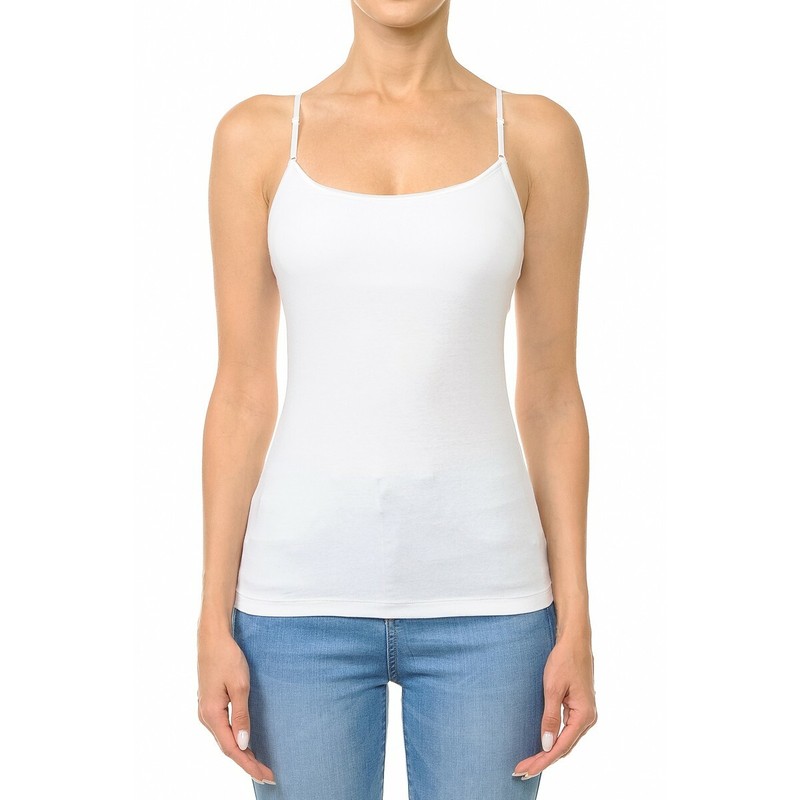 LONG Cami W/ Shelf Bra Adjustable Spaghetti Strap TANK TOP CAMISOLE S-3XL