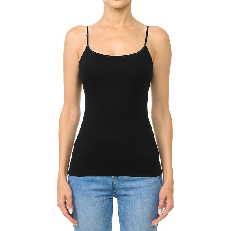 LONG Cami W/ Shelf Bra Adjustable Spaghetti Strap TANK TOP CAMISOLE S-3XL