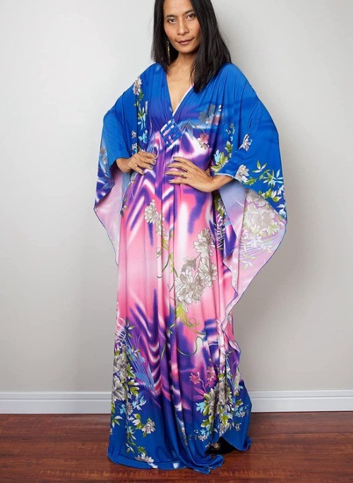 Long Kaftan Dress Women Maxi Short Sleeve Swimsuit Gown Cover Up Caftan Kimono