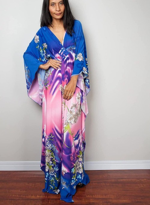 Long Kaftan Dress Women Maxi Short Sleeve Swimsuit Gown Cover Up Caftan Kimono