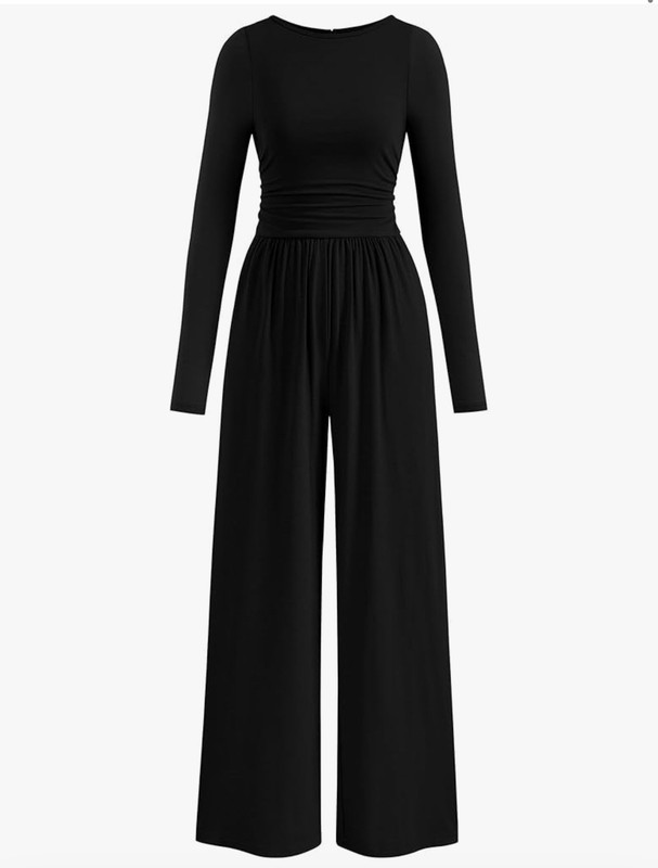 Long Sleeve Black Jumpsuit Women's Casual Elegant Romper Size Medium
