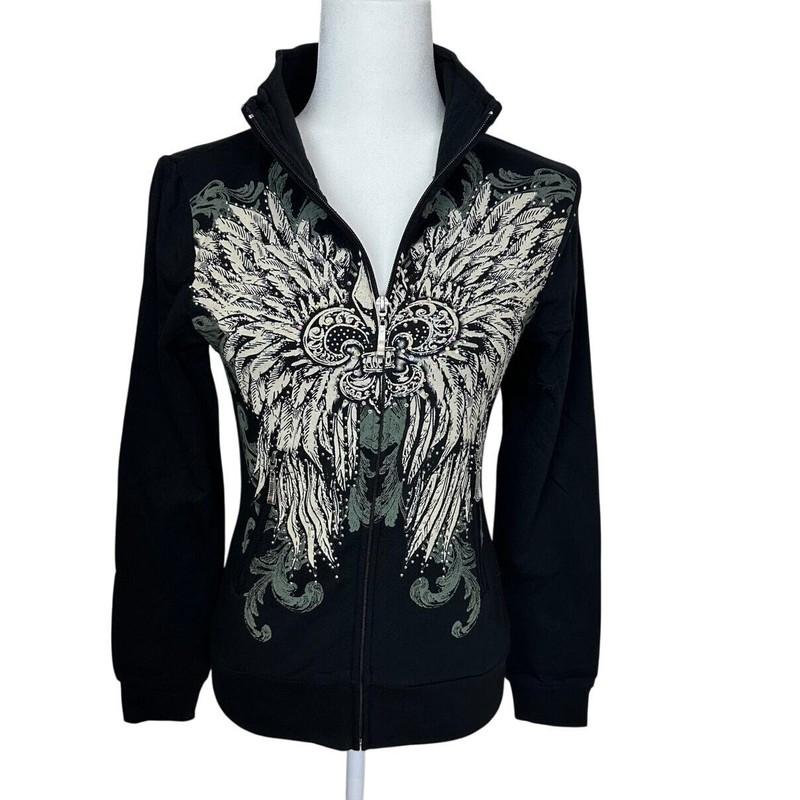Los Angeles By Bus Stop Ladies Women's Girls Rhinestone Wings Jacket 100% Cotton