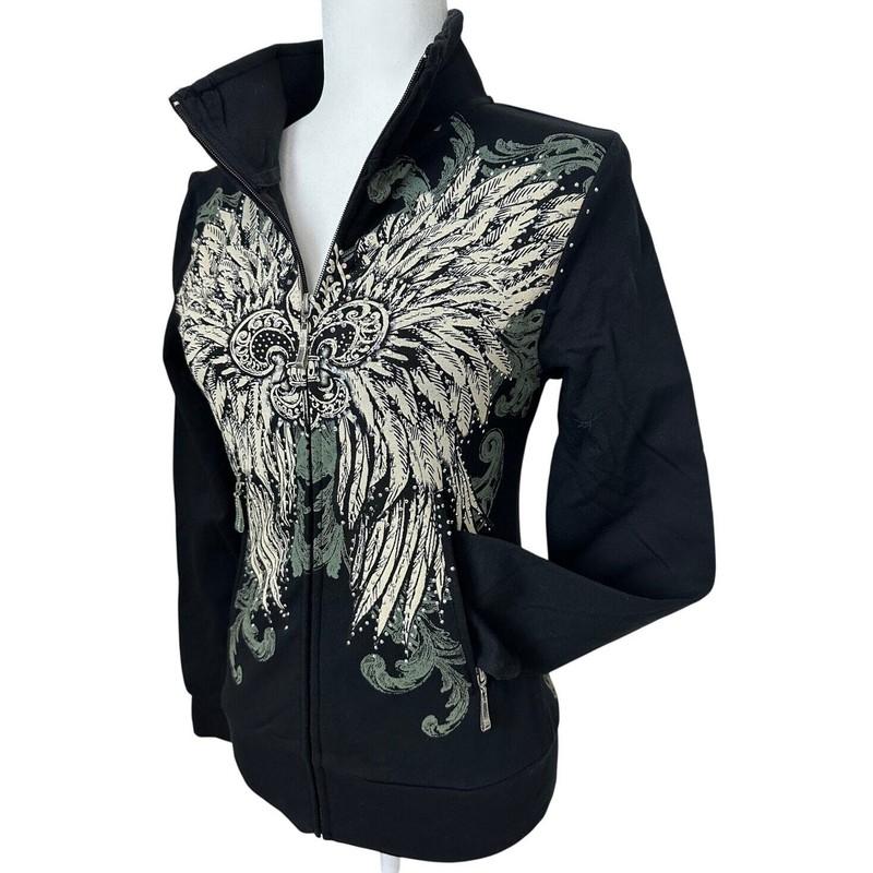 Los Angeles By Bus Stop Ladies Women's Girls Rhinestone Wings Jacket 100% Cotton