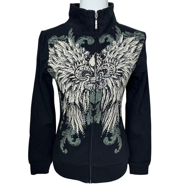 Los Angeles by Bus Stop Ladies Women's Girls Rhinestone Wings Jacket 100% Cotton