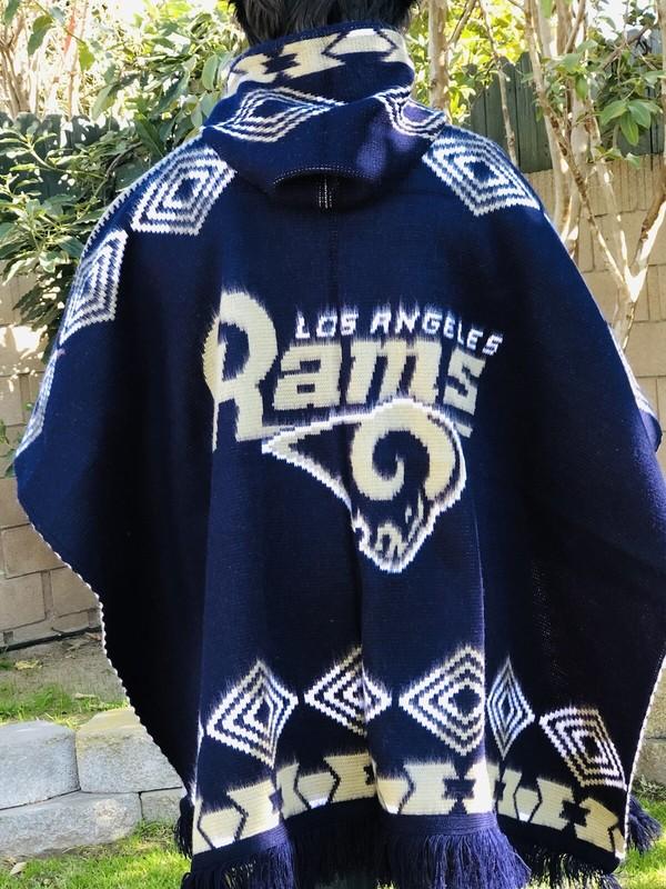 Los Angeles Rams Alpaca Wool Poncho Unisex Made In Ecuador