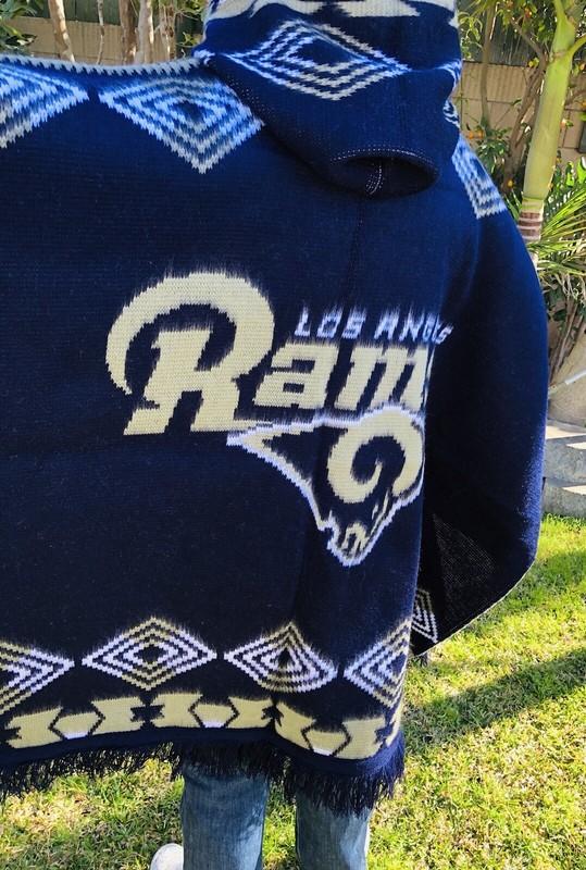 Los Angeles Rams Alpaca Wool Poncho Unisex Made In Ecuador