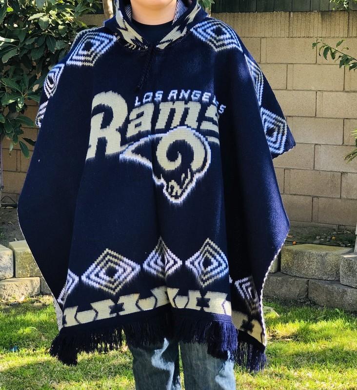 Los Angeles Rams Alpaca Wool Poncho Unisex Made In Ecuador