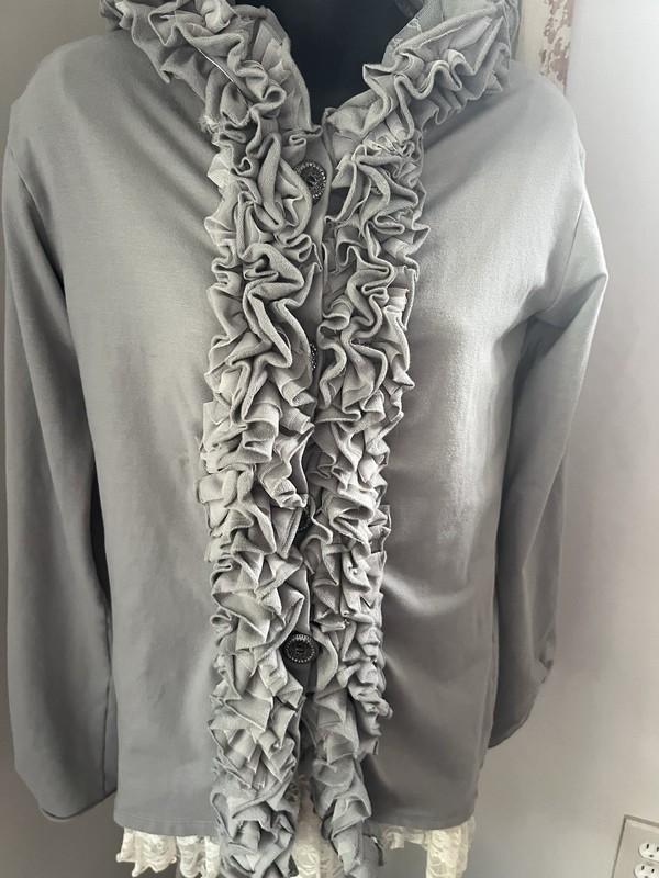 Lot-3 Persnickety Womens Ivory Lace Sleeve Top Ruffle Hoodie Jacket Gold Belt