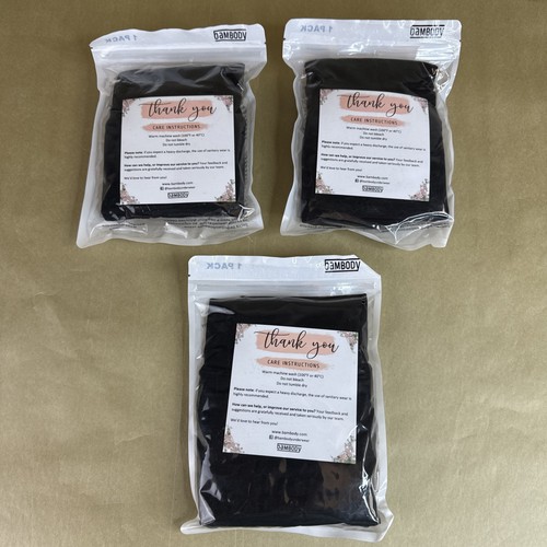 Lot of 3 Bambody Absorbent Leakproof Period Boxer Pantis Black Size 5XL