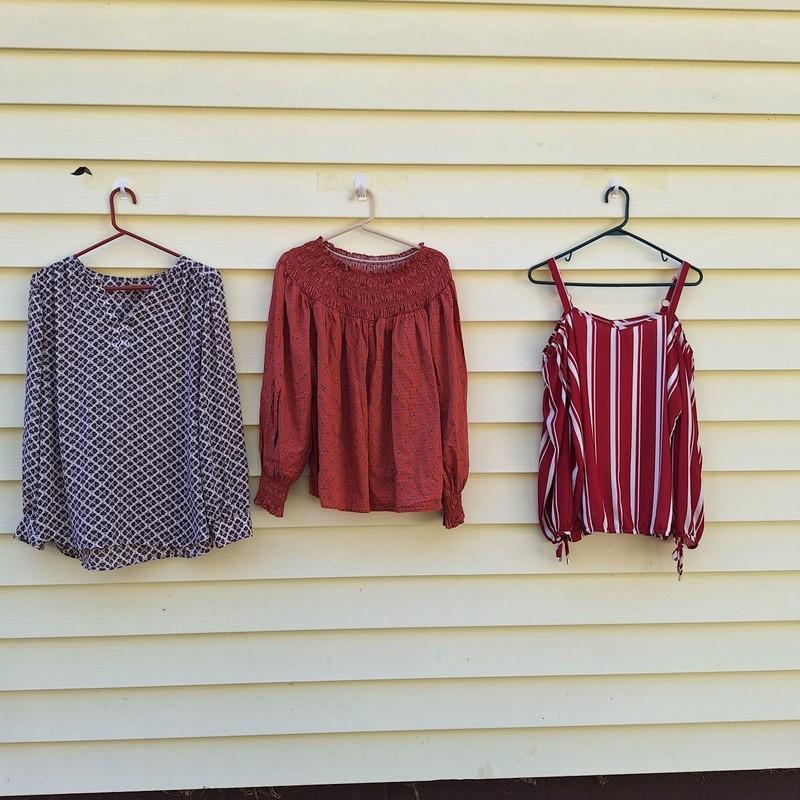Lot Of 3 L Tops Long Puff Sleeve Smocked Boho Festival Hippie Fairy Cottagcore