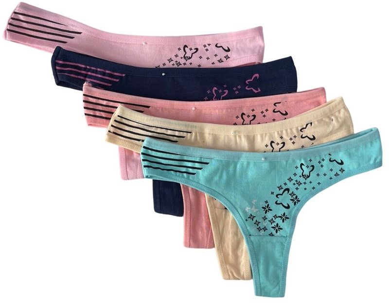 Lot Of 5 Womens Sexy Bikini Panties Brief Floral Lace Cotton Underwear