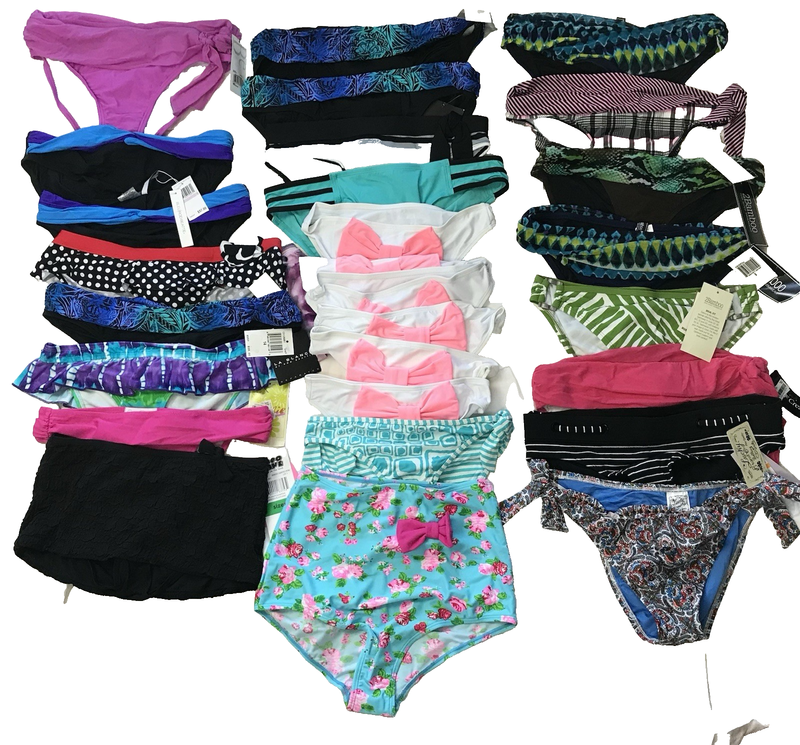 Lot Of 52 Womens Swimsuit Separates Mixed Sizes Styles La Blanca JAG Lucky Brand