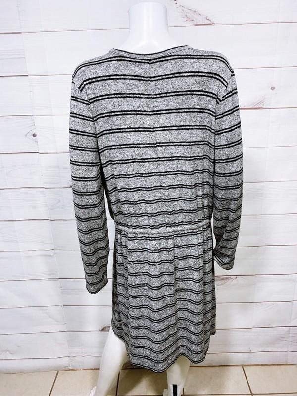 Lou & Grey For Loft Womens Dress Size XL Gray Striped Elastic Waist Stretch