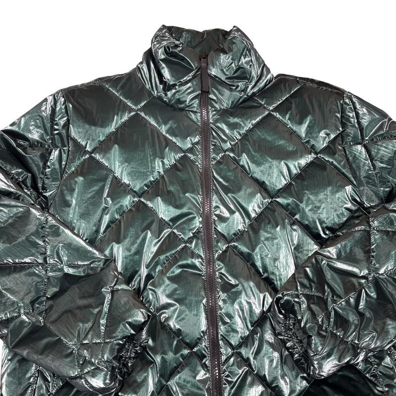 Lou & Grey Quilted Puffer Jacket Size M Shiny Emerald Green Diamond Padded Coat