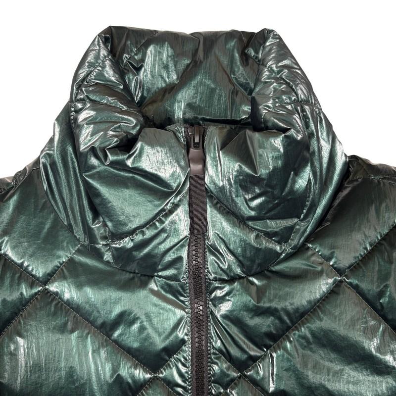 Lou & Grey Quilted Puffer Jacket Size M Shiny Emerald Green Diamond Padded Coat