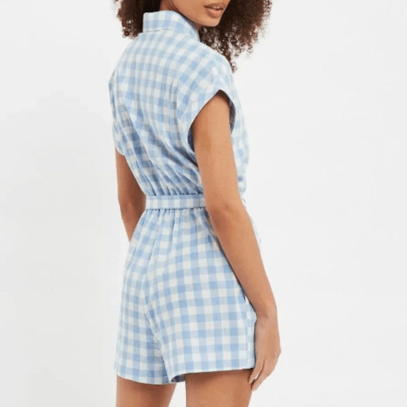 Louche Addie Picnic Check Playsuit Blue And White Size US 10