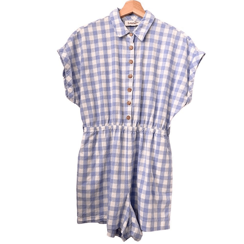 Louche Addie Picnic Check Playsuit Blue And White Size US 10