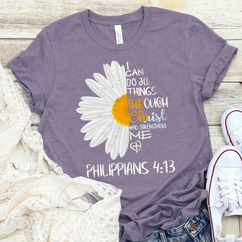 Love In Faith I Can Do All Things Daisy Christian T-Shirts For Women