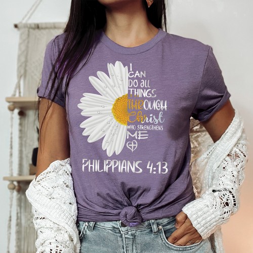 Love In Faith I Can Do All Things Daisy Christian T-Shirts For Women
