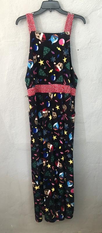 Love On A Hanger One Piece Christmas Bib Overalls Jumpsuit Cat Sz Medium Velour
