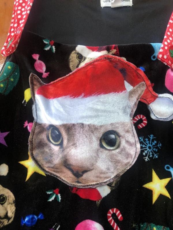 Love On A Hanger One Piece Christmas Bib Overalls Jumpsuit Cat Sz Medium Velour