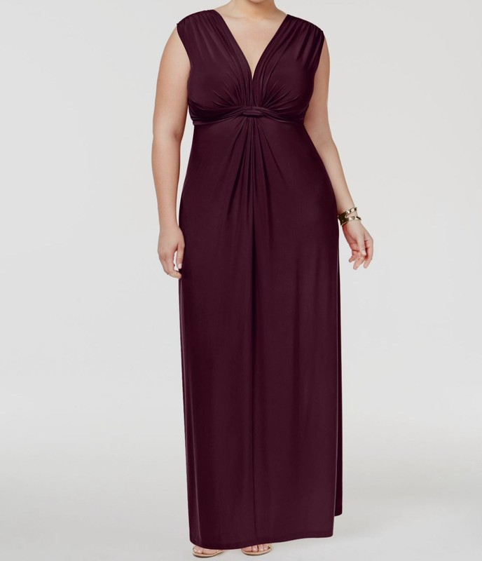 Love Squared Womens Purple V-Neck Sleeveless Stretch Maxi Dress Plus Size 1X