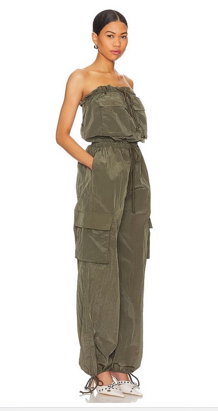 Lovers and Friends Noah Cargo Jumpsuit Olive Green NWT Sz Small Retail $228