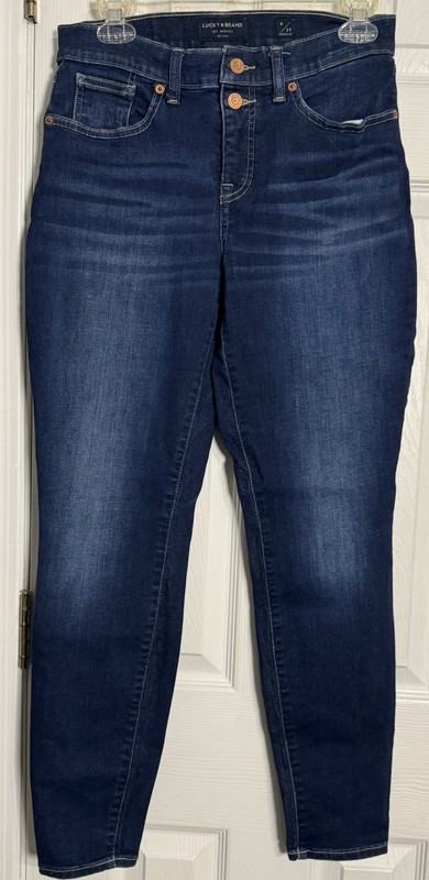 Lucky Brand Mid Rise Super Skinny Ava Jeans 2 Button Closure Dark Wash Size 8