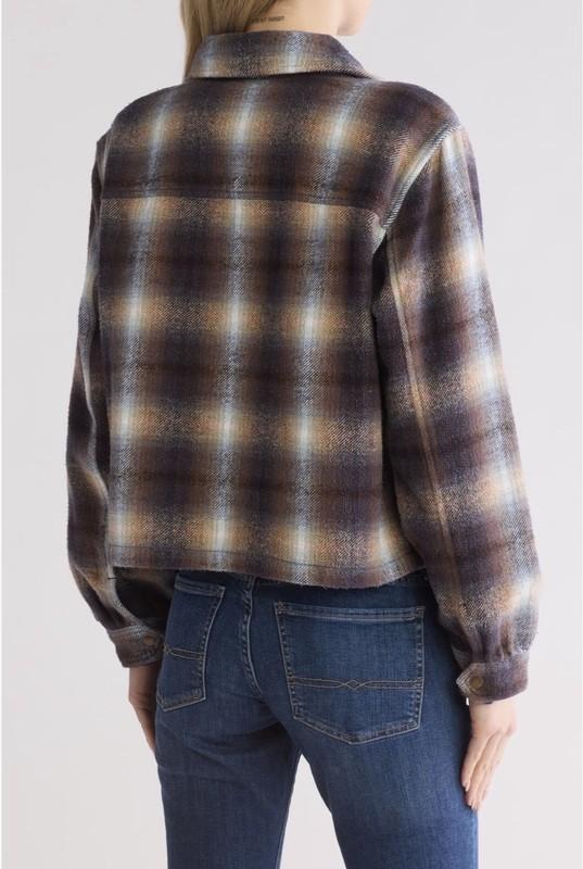 Lucky Brand Woman’s Plaid Cropped Flannel Button Up Jacket Size XL