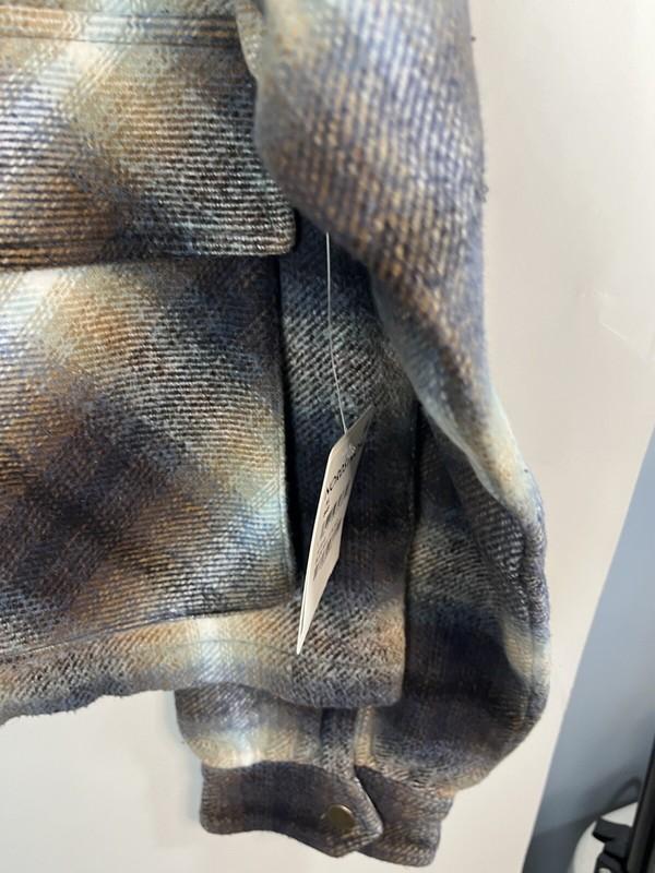 Lucky Brand Woman’s Plaid Cropped Flannel Button Up Jacket Size XL