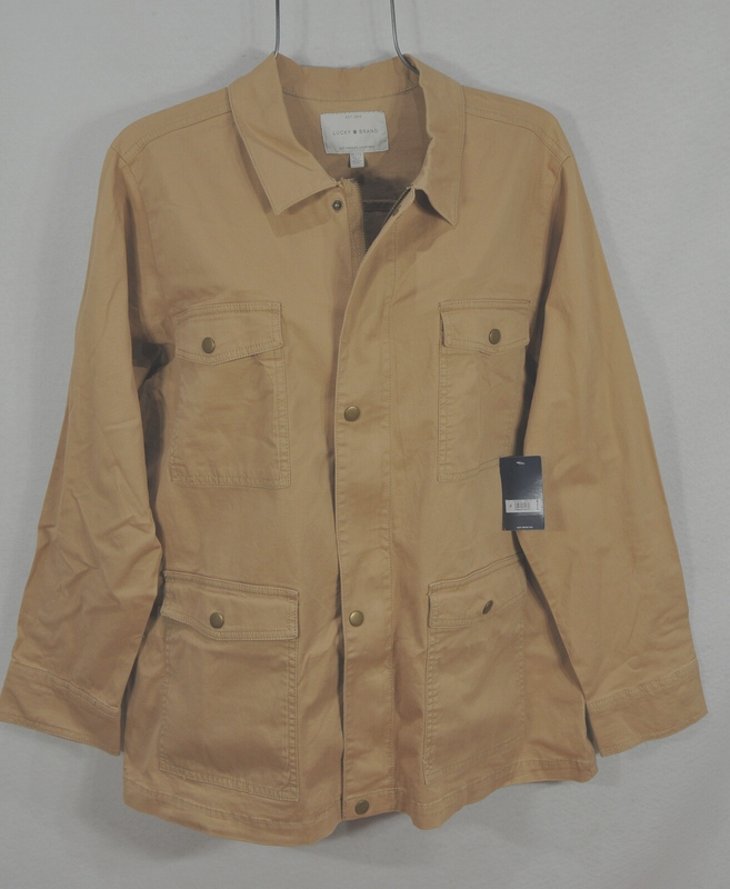 Lucky Brand Women's Chore Jacket Coat XL 4 Pockets Zip & Snap Closure Camel NWT