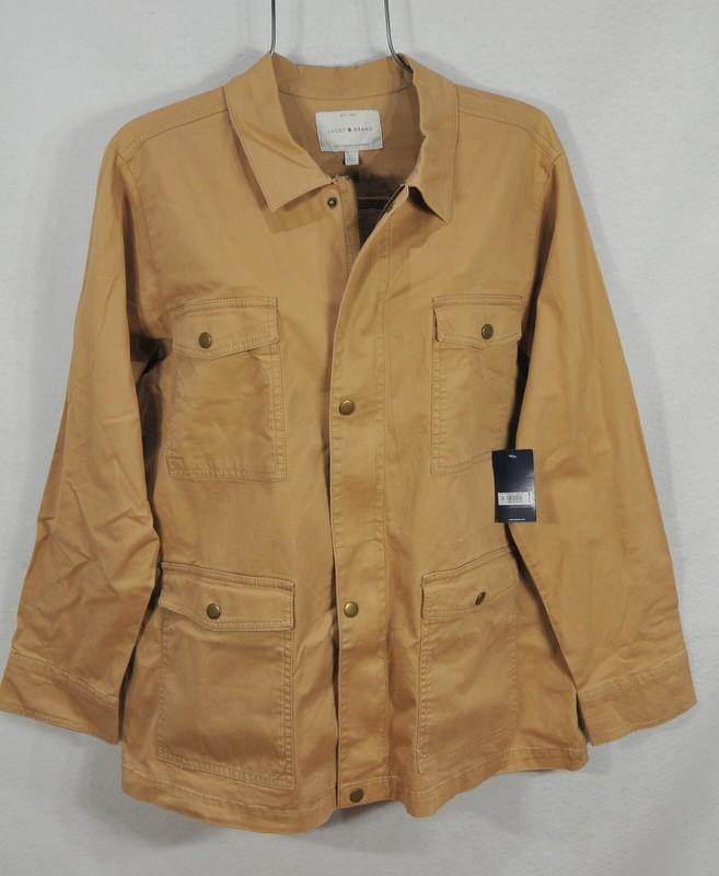 Lucky Brand Women's Chore Jacket Coat XL 4 Pockets Zip & Snap Closure Camel NWT